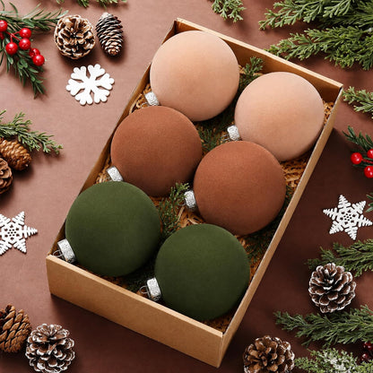 6 adornos grandes de terciopelo de Navidad de 4 pulgadas | Esferas...
