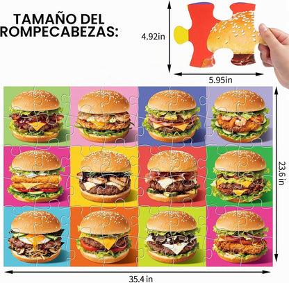 Rompecabezas de piso jumbo para niños, rompecabezas de hamburguesa...