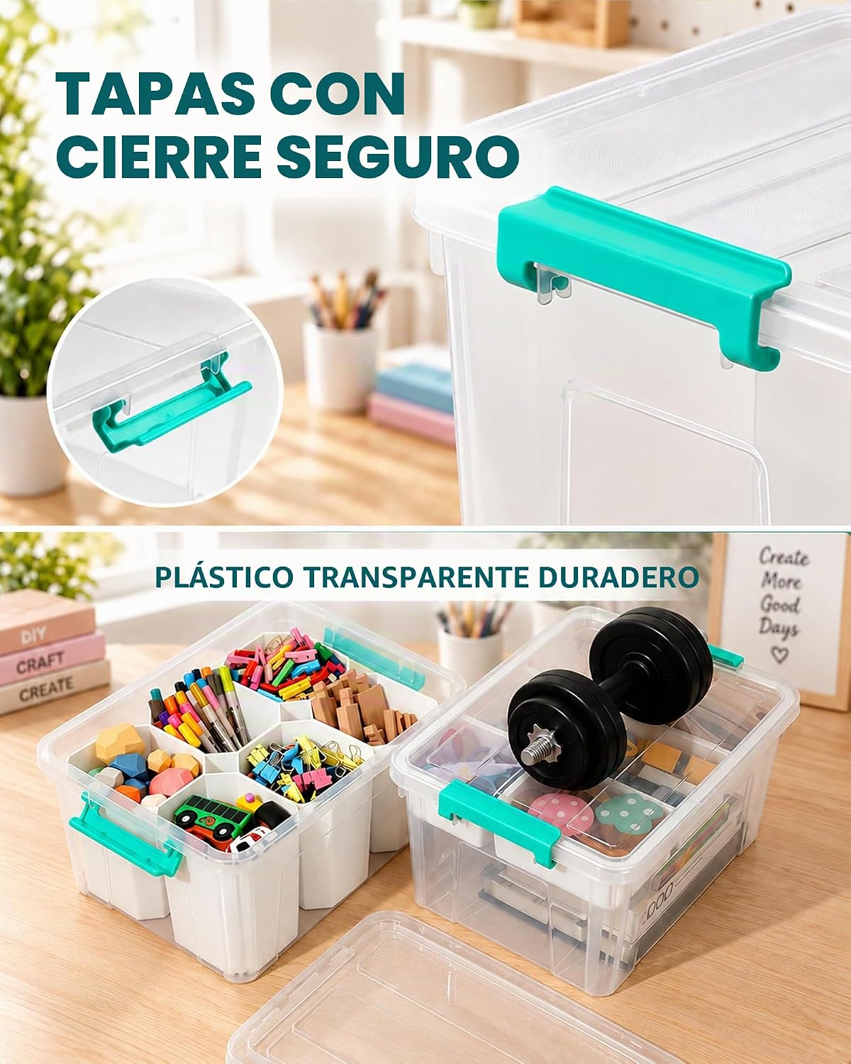 EOENVIVS Bolsa de almacenamiento transparente con 6 insertos altos,...