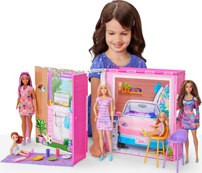 Barbie Juego de casa de muñecas, casa de escapada con accesorios |...