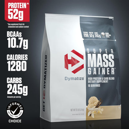 Dymatize Super Mass Gainer, 1.83 oz de proteína en polvo, vainilla...