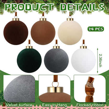 PullCrease 12 Piezas Bolas de Terciopelo de Navidad de 4 Pulgadas G...