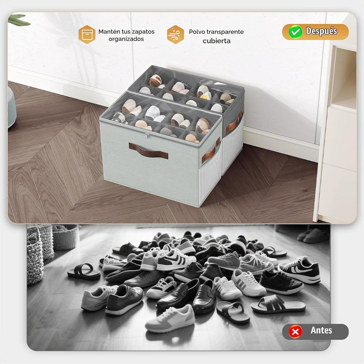 Paquete de 2 organizadores de zapatos para armario, almacenamiento...