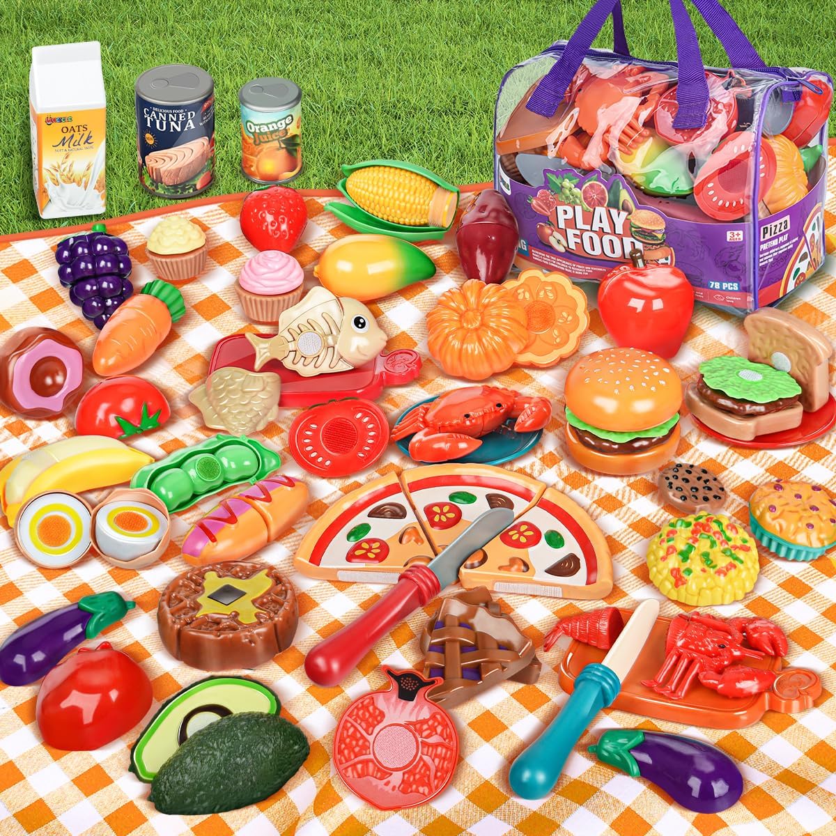 LAUGIGLE Comida de juego de simulación para cocina de niños, 78 pie...