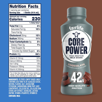 Core Power Shakes de proteínas altas (42 g), chocolate, listo para...