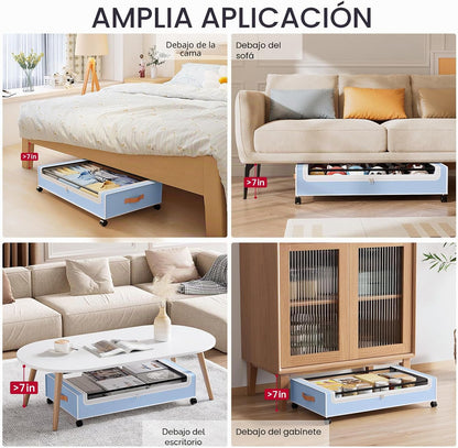 Yecaye Almacenamiento debajo de la cama con ruedas, paquete de 2 co...
