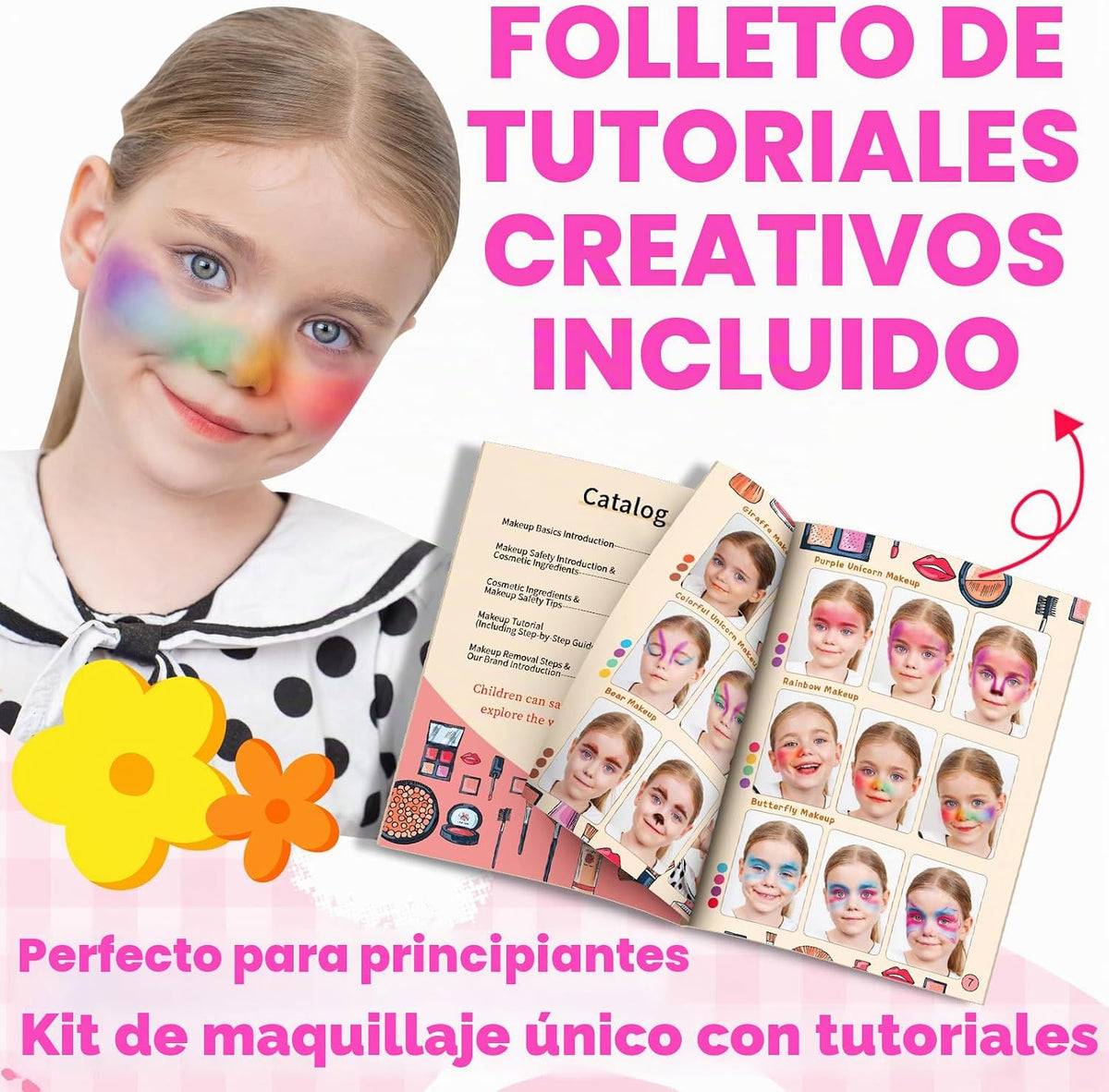 58 piezas Kit de maquillaje para niños para niña - Juego de cosméti...