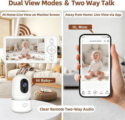 OKAIDI Monitor de bebé inteligente WiFi IPS HD de 5,5 pulgadas con...