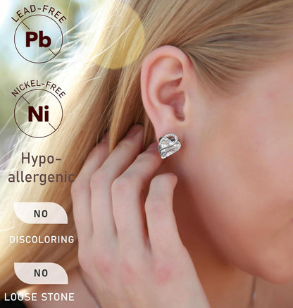 Leafael - Aretes de tuerca de cristal con piedra natal de corazón i...