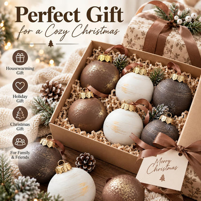Yunlly - 12 adornos de Navidad neutros 2026, color bronce gris pard...