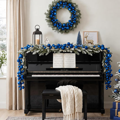 Yuxung 2 guirnaldas decorativas de bolas de Navidad de 6 pies, azul...