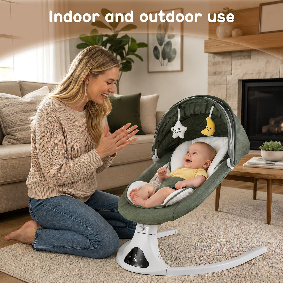 Columpio eléctrico para bebé con control remoto, 5 velocidades | Ce...