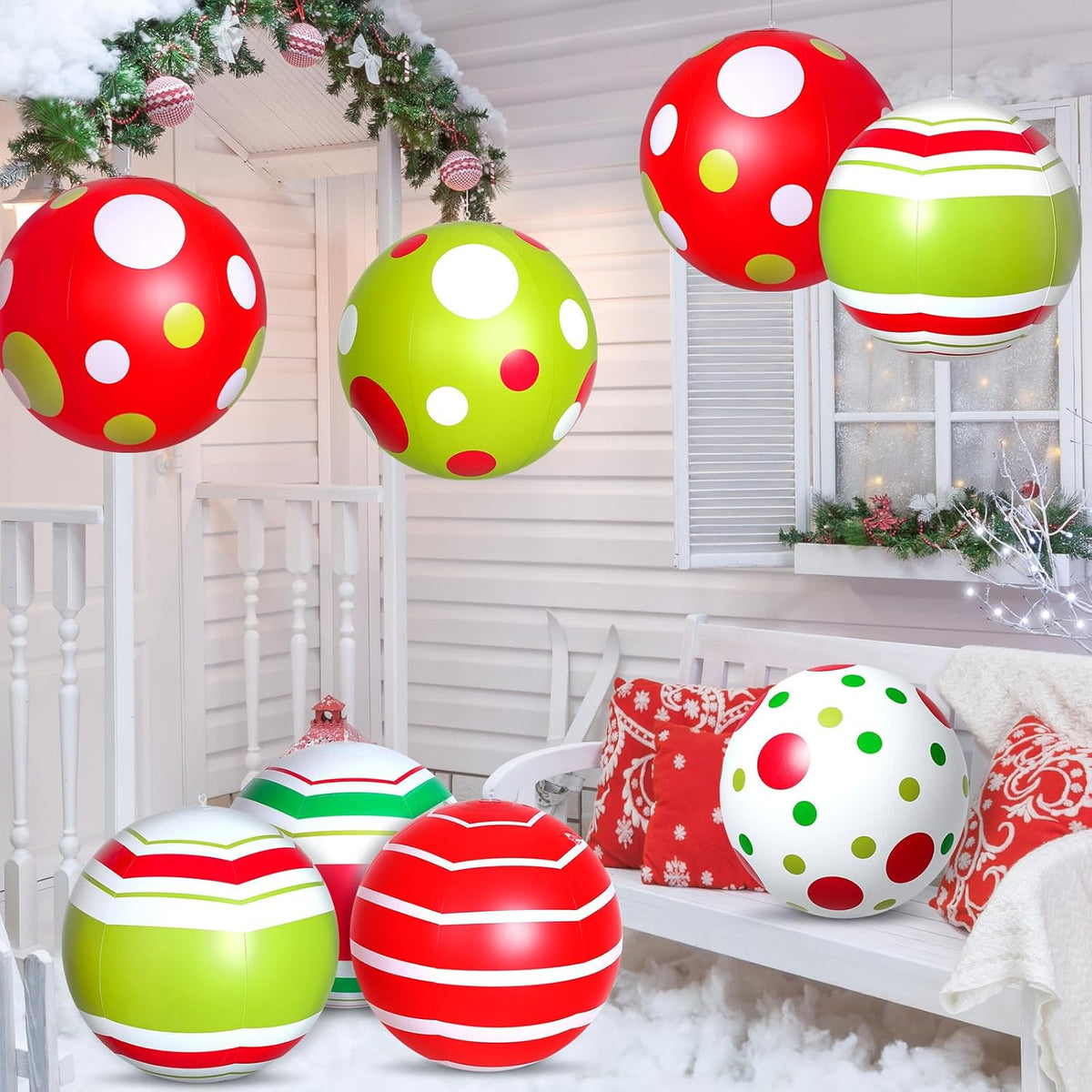 Jetec - 12 bolas inflables gigantes de Navidad de 16 pulgadas para...