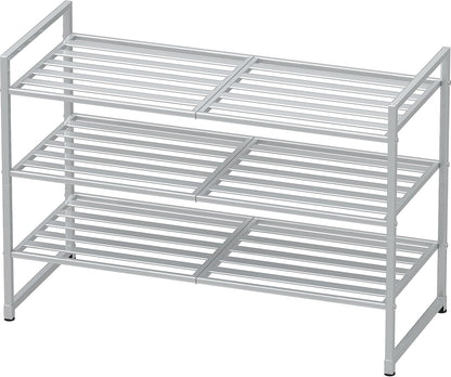 Simple Houseware Zapatero apilable con panel de metal de 3 niveles...