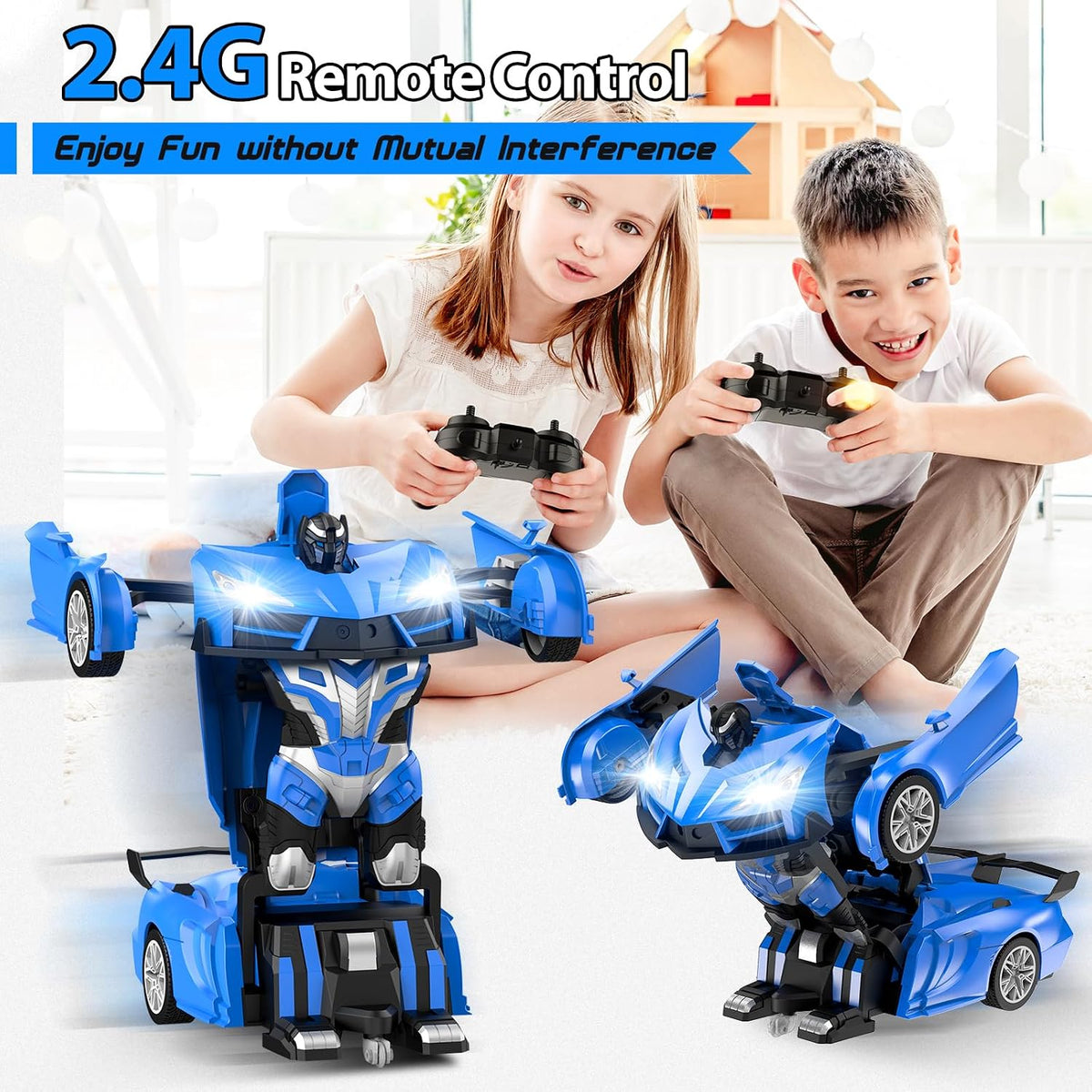 Qumcou Coche de Control Remoto Transformable 1:16, Juguetes para ni...