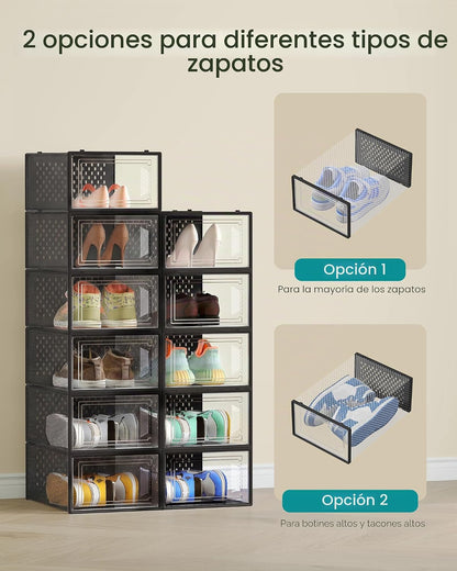 SONGMICS Cajas de zapatos, caja de plástico transparente, paquete d...