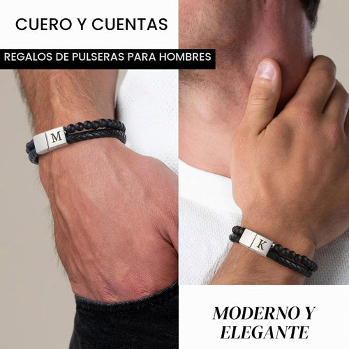 LUXEJEW Regalos para Hombres – Pulsera para Hombre, Pulsera con Ini...