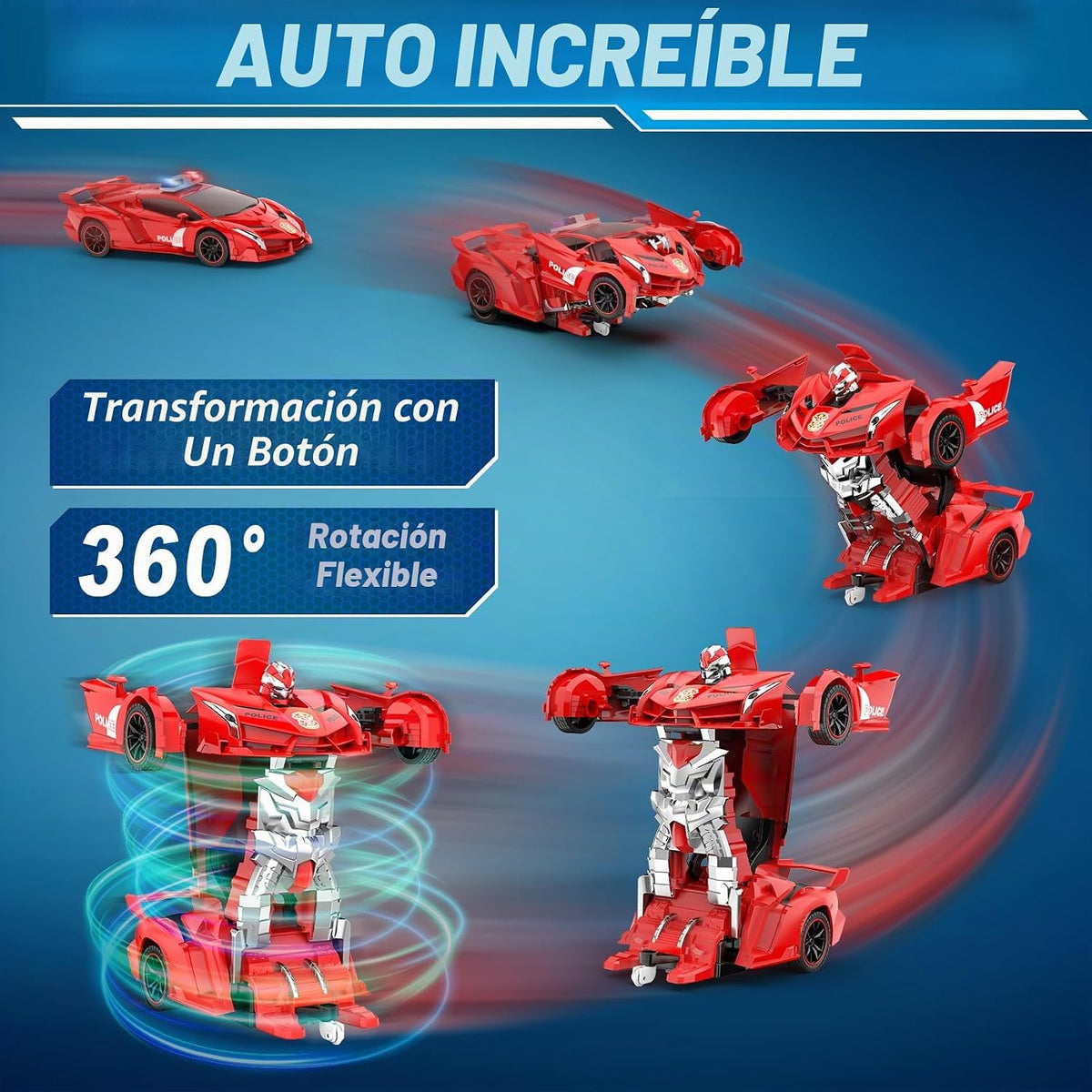 FDJ Robot de auto transformable a control remoto, un botón de defor...