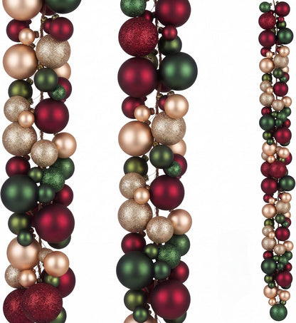 Yuxung 2 guirnaldas decorativas de bolas de Navidad de 6 pies, retr...