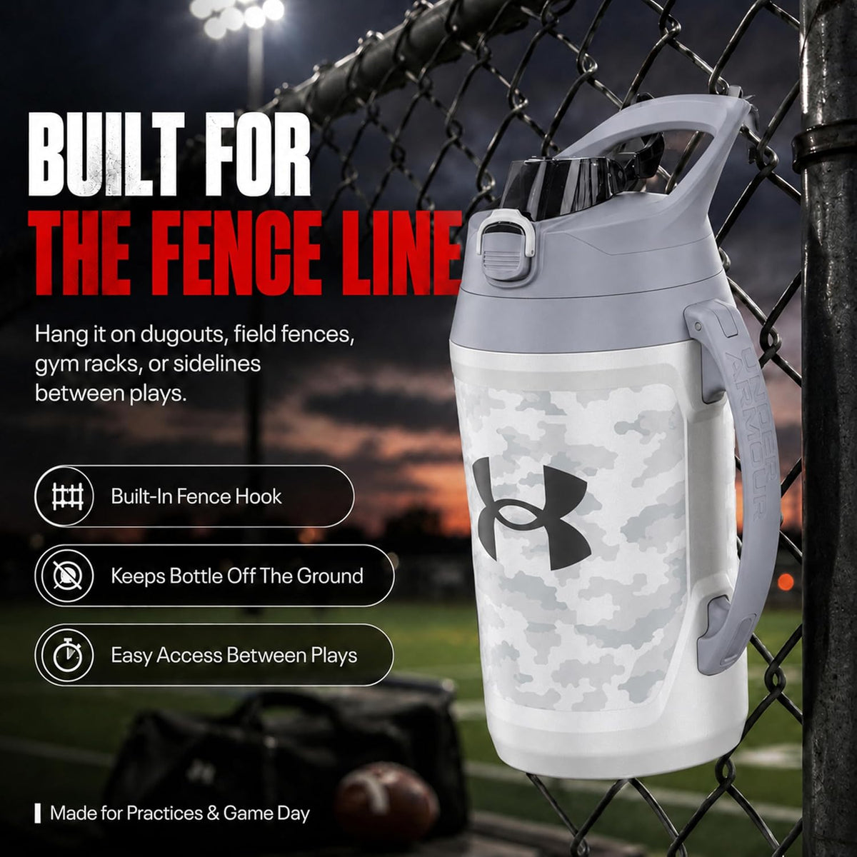 Under Armour Botella de agua aislada con asa y gancho para cerca, j...