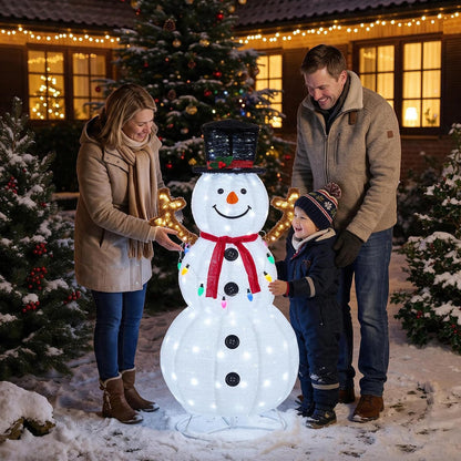 NEWBULIG Muñeco de nieve navideño iluminado de 5 pies, decoración a...