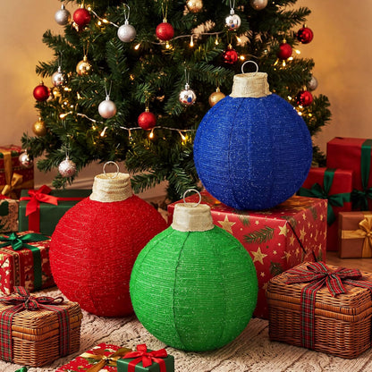 3 bolas de Navidad grandes de 12 pulgadas, adorno, purpurina, rojo,...