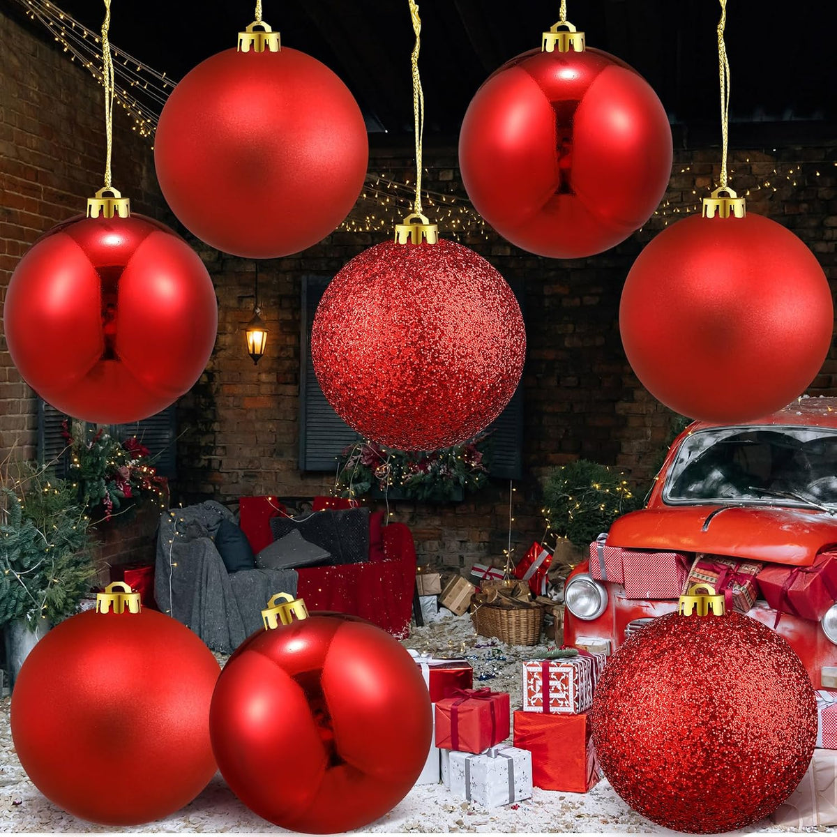Deekin - Paquete de 8 bolas de adornos de Navidad extra grandes par...