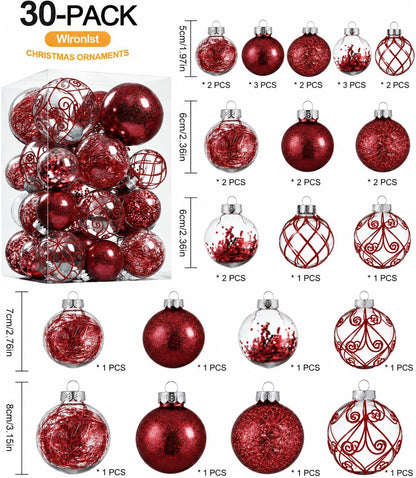Wironlst Adornos de bolas de Navidad inastillables de plástico tran...