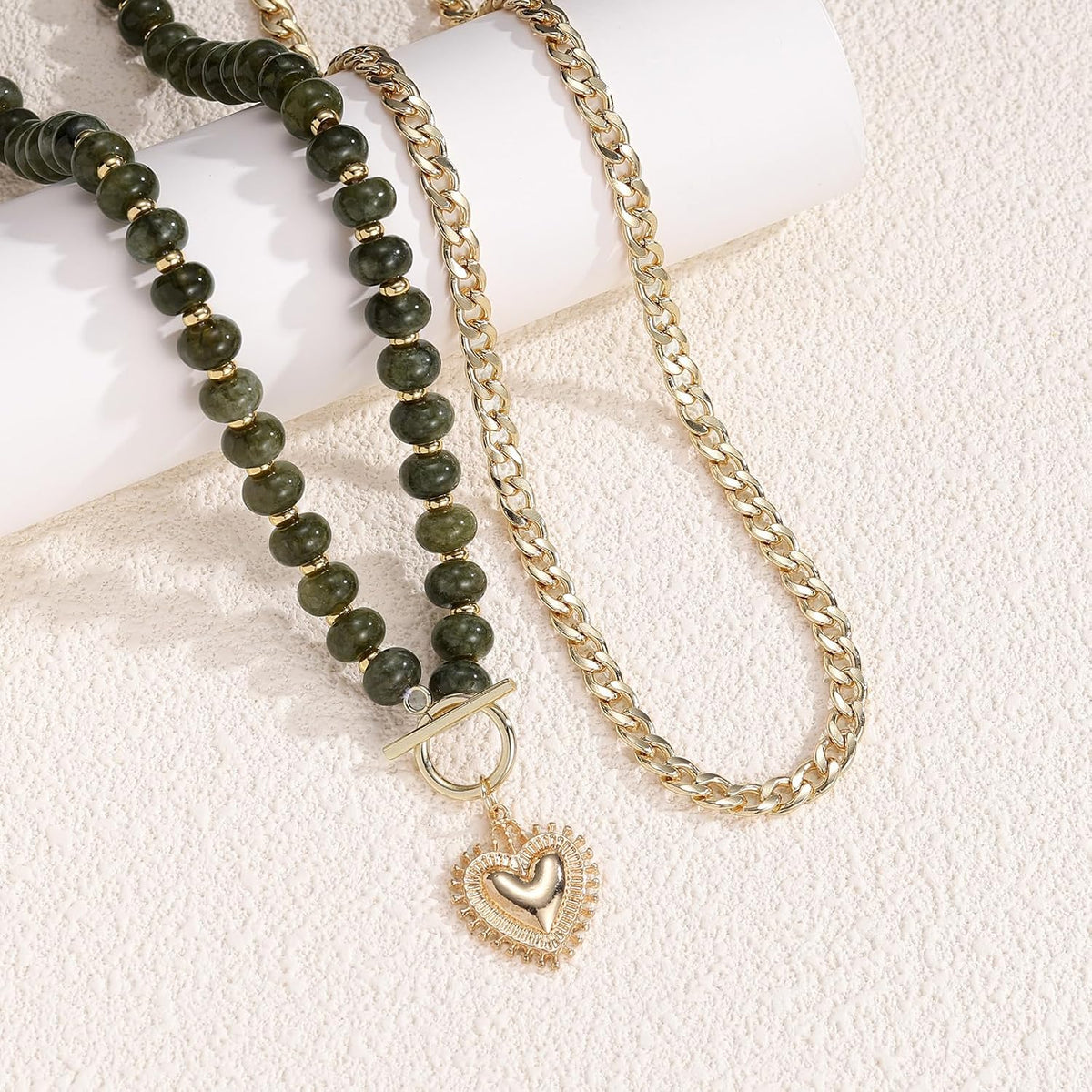 kdraco Collares con cuentas de piedras preciosas coloridas y gruesa...