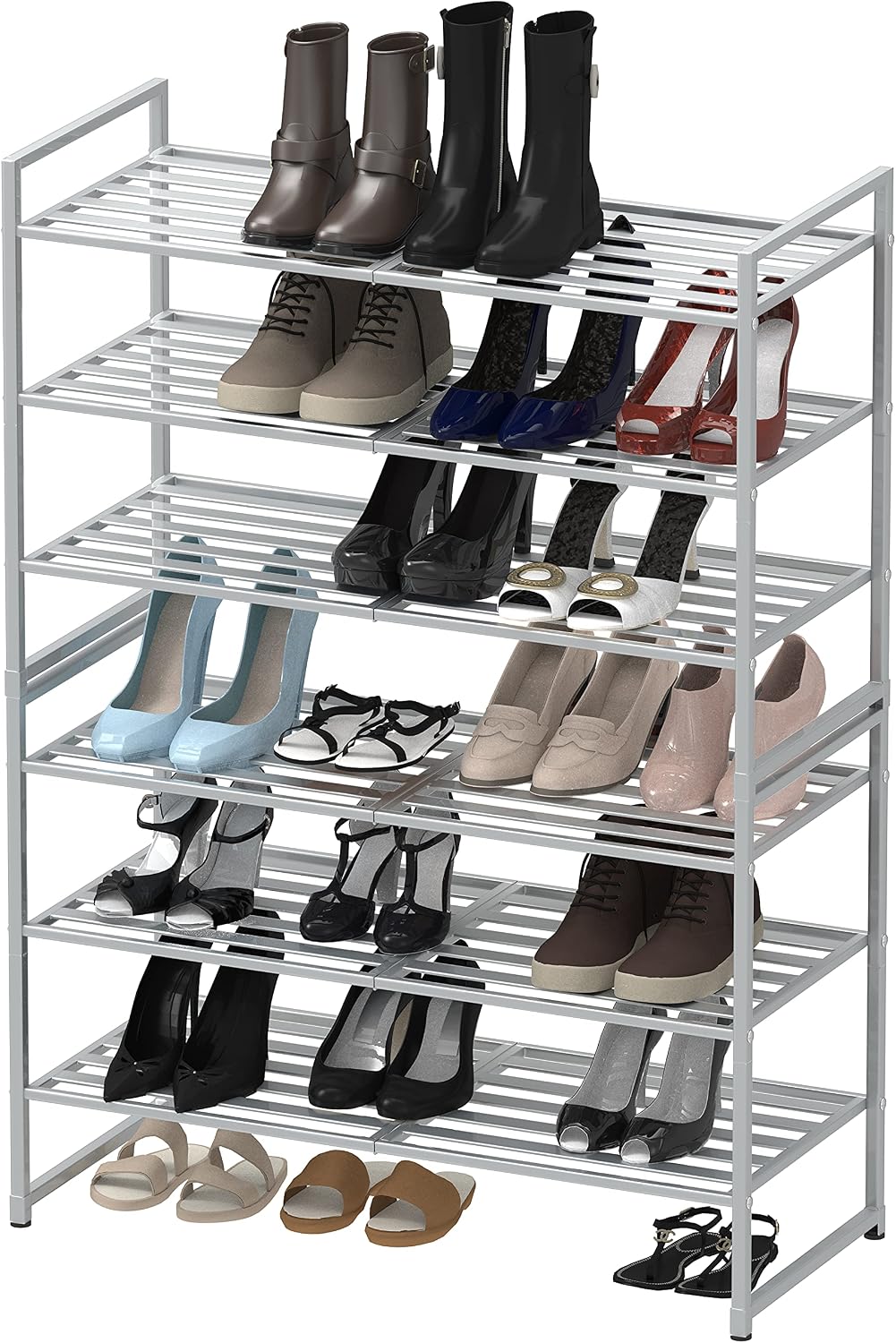 Simple Houseware Zapatero apilable con panel de metal de 3 niveles...