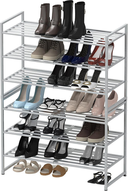 Simple Houseware Zapatero apilable con panel de metal de 3 niveles...