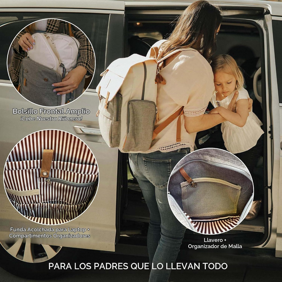 Parker Baby Co. - Mochila para pañales con cambiador, color crema |...