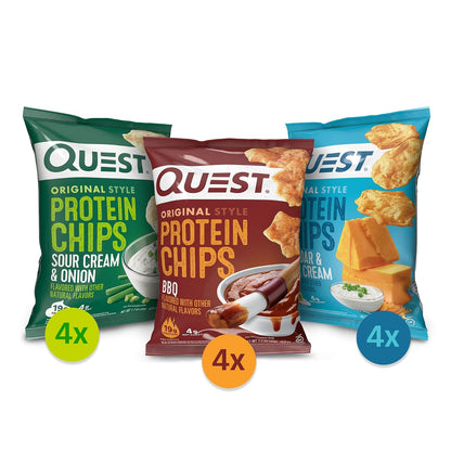 Quest Paquete variado de chips de proteína nutricional (BBQ, Chedda...