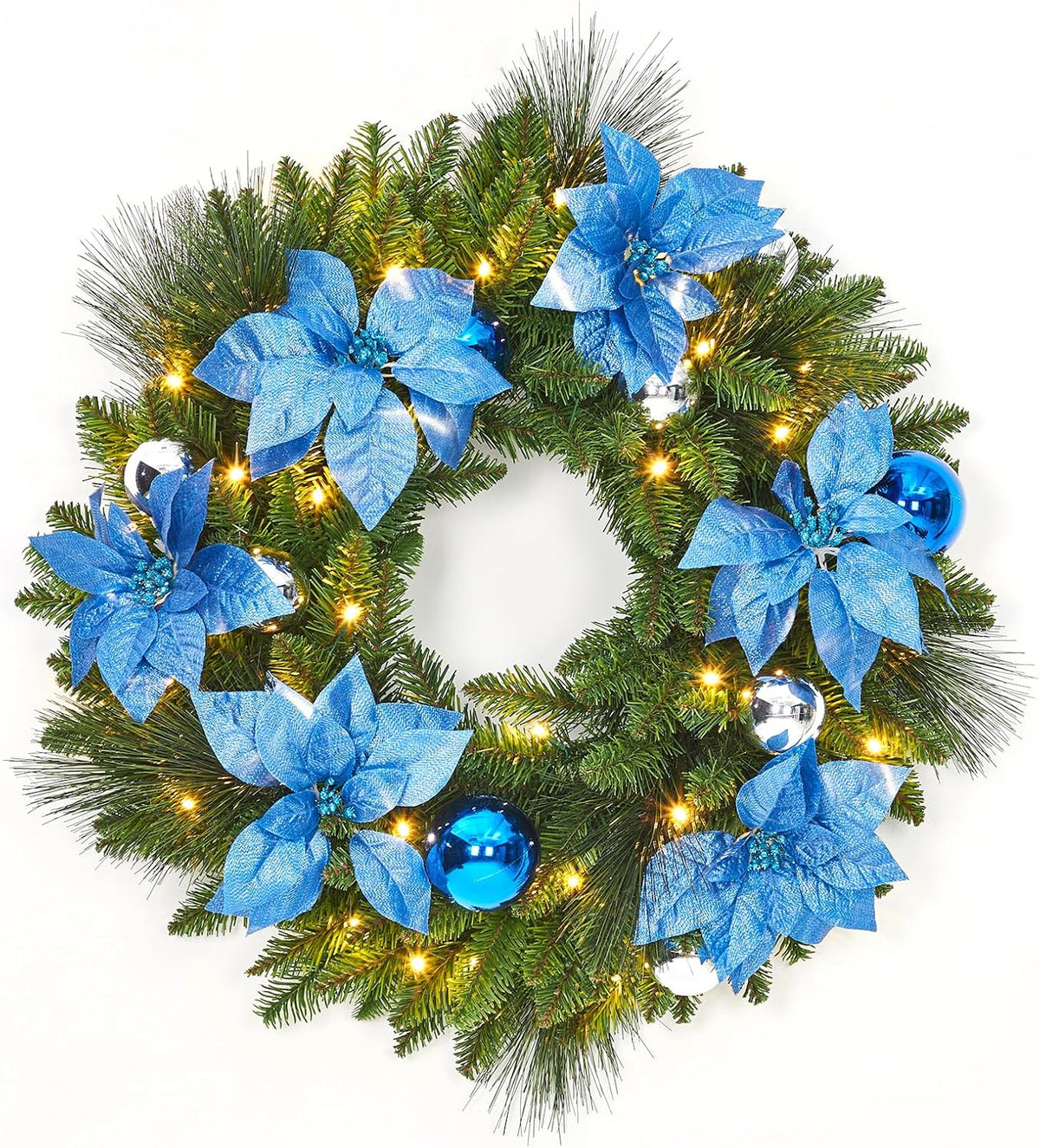 Garvee Corona de Navidad de 24 pulgadas con Flores, Hojas de Ciprés...