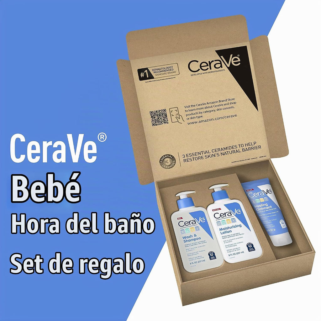 CeraVe Juego de baño para bebé, lavado y champú de 8 onzas + loción...