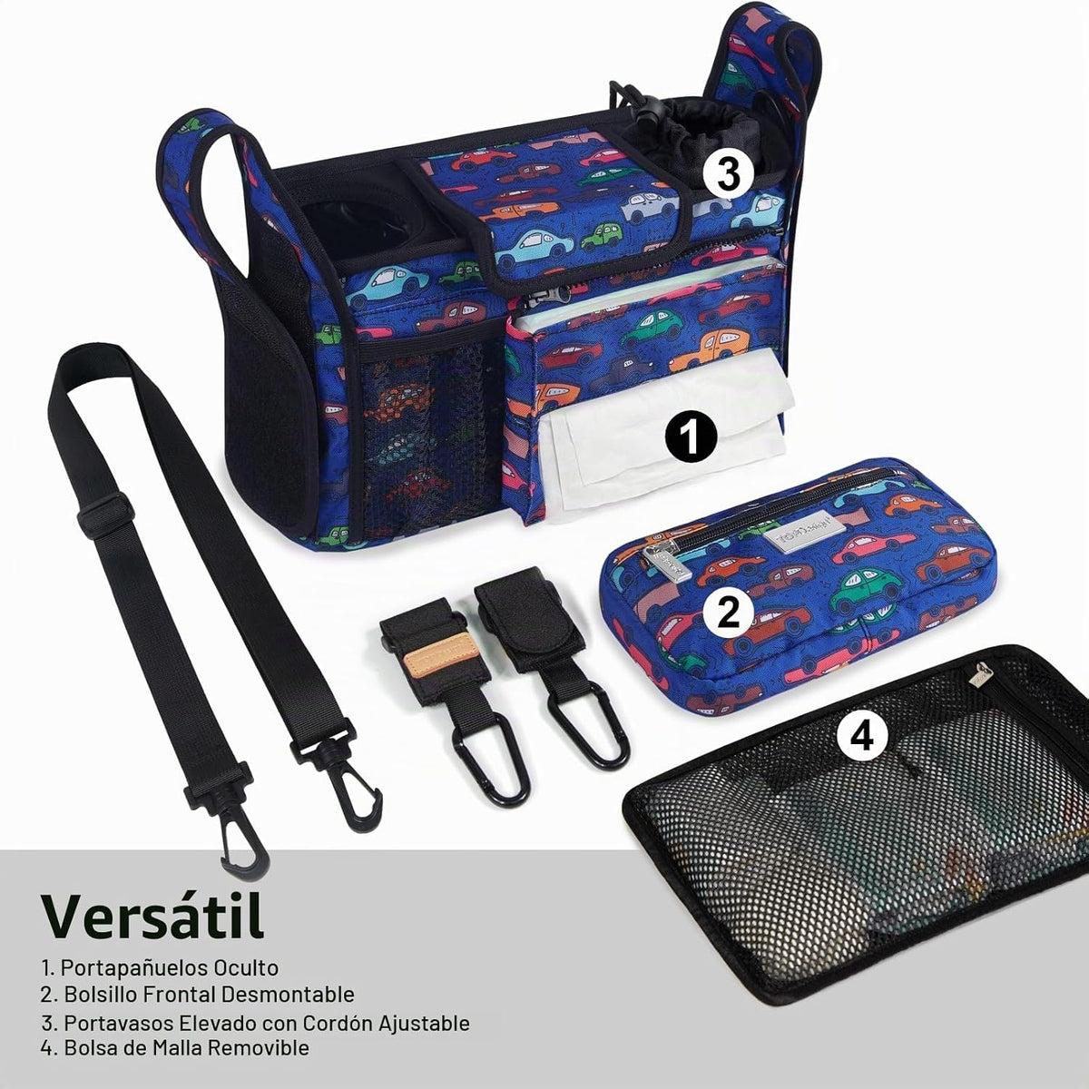 TOPDesign Organizador universal para cochecito de bebé, carrito de...