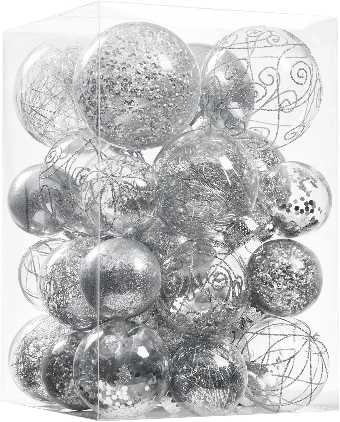 Wironlst - Adornos de bolas de Navidad de plástico transparente ina...