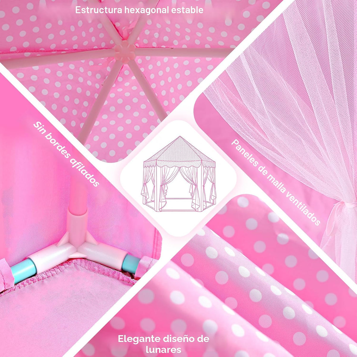 Monobeach Tienda de campaña de princesa para niñas, casa de juegos...