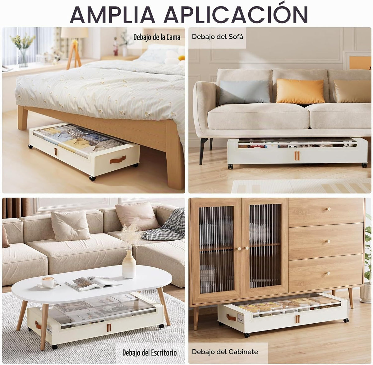 Yecaye Almacenamiento debajo de la cama con ruedas, paquete de 2, c...