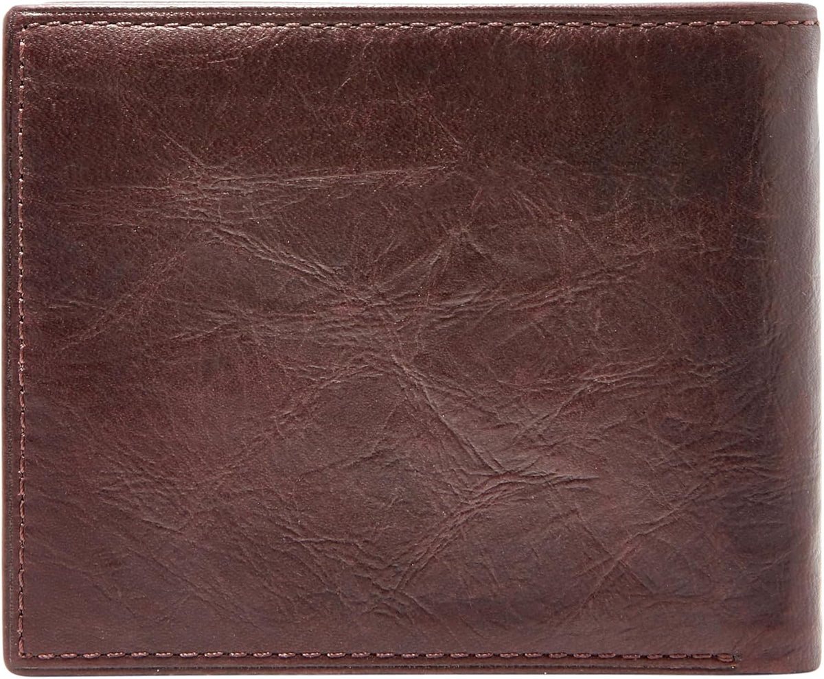 Fossil Cartera para hombre, de piel Ingram con bloqueo RFID, plegab...