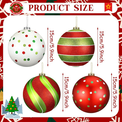 Tigeen - 4 adornos de bolas de Navidad grandes de 6 pulgadas para |...