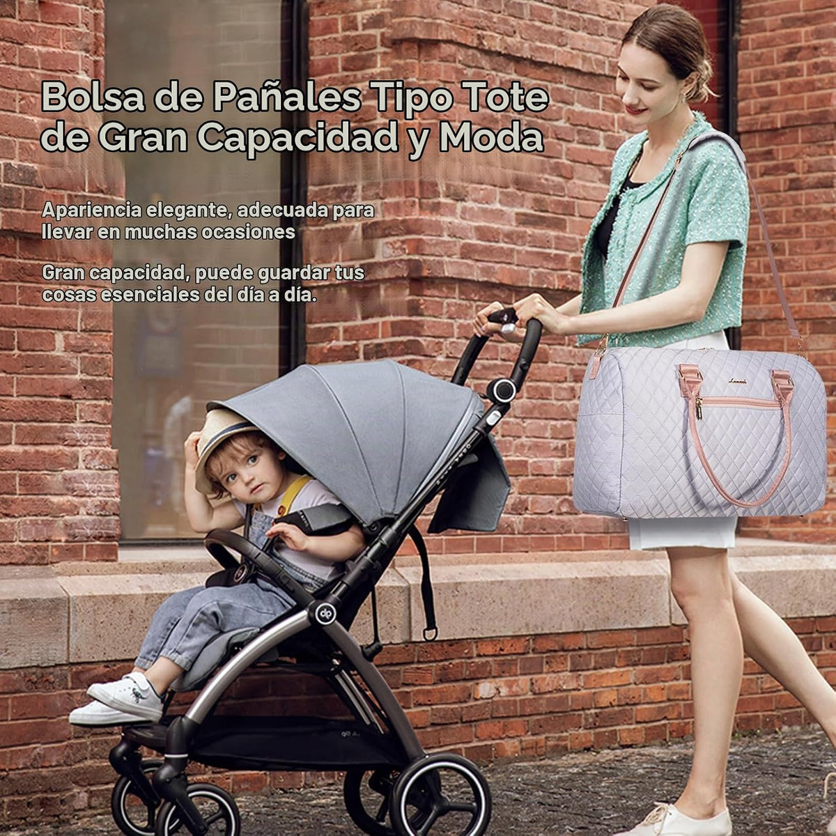 LOVEVOOK - Bolso para pañales con estuche para chupete y cambiador,...