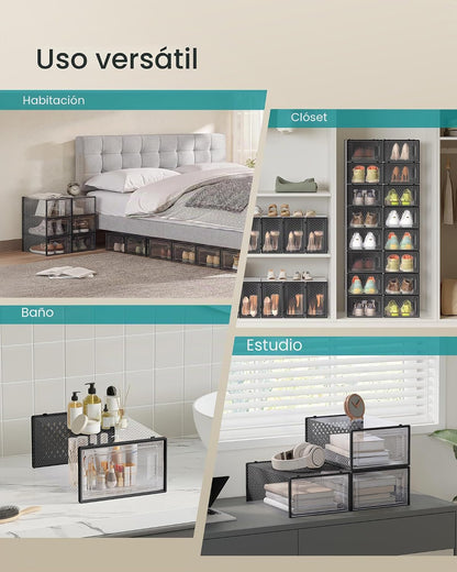 SONGMICS Cajas de zapatos, caja de plástico transparente, paquete d...