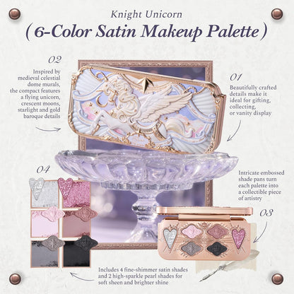 Flower Knows Knight Unicorn - Paleta de maquillaje satinado de 6 co...