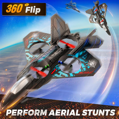 Juguete RC Fighter Jet, Avión de control remoto con luces LED y gir...
