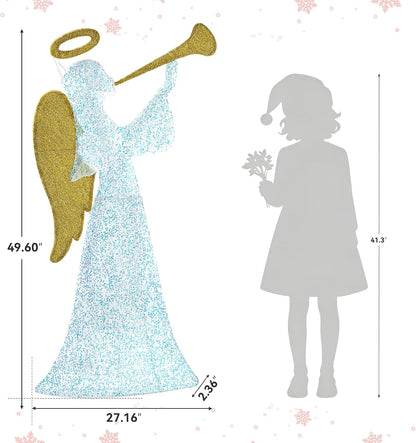 Decoración navideña de ángel brillante de 4 pies con temporizador y...