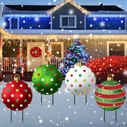Paquete de 4 estacas de adorno navideño para patio, 20 pulgadas de...