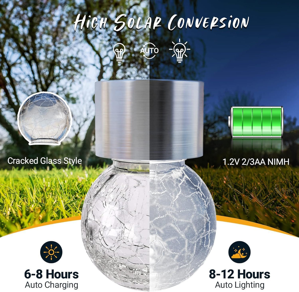 GIGALUMI Luces solares para decoración de jardín al aire libre | Bl...