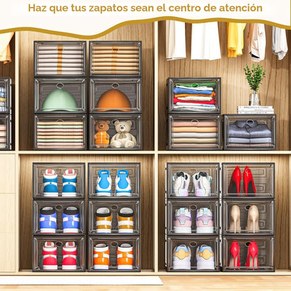 Paquete de 12 organizadores de zapatos, cajas de almacenamiento api...