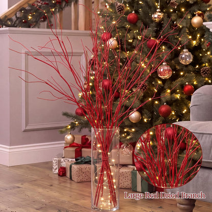 Wavwavw 10 ramas rojas artificiales de Navidad, 30 pulgadas | Tallo...